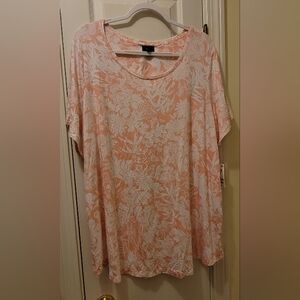 JM COLLECTION Plus 3X Dusty Pink/Peach & White Tee. NWT